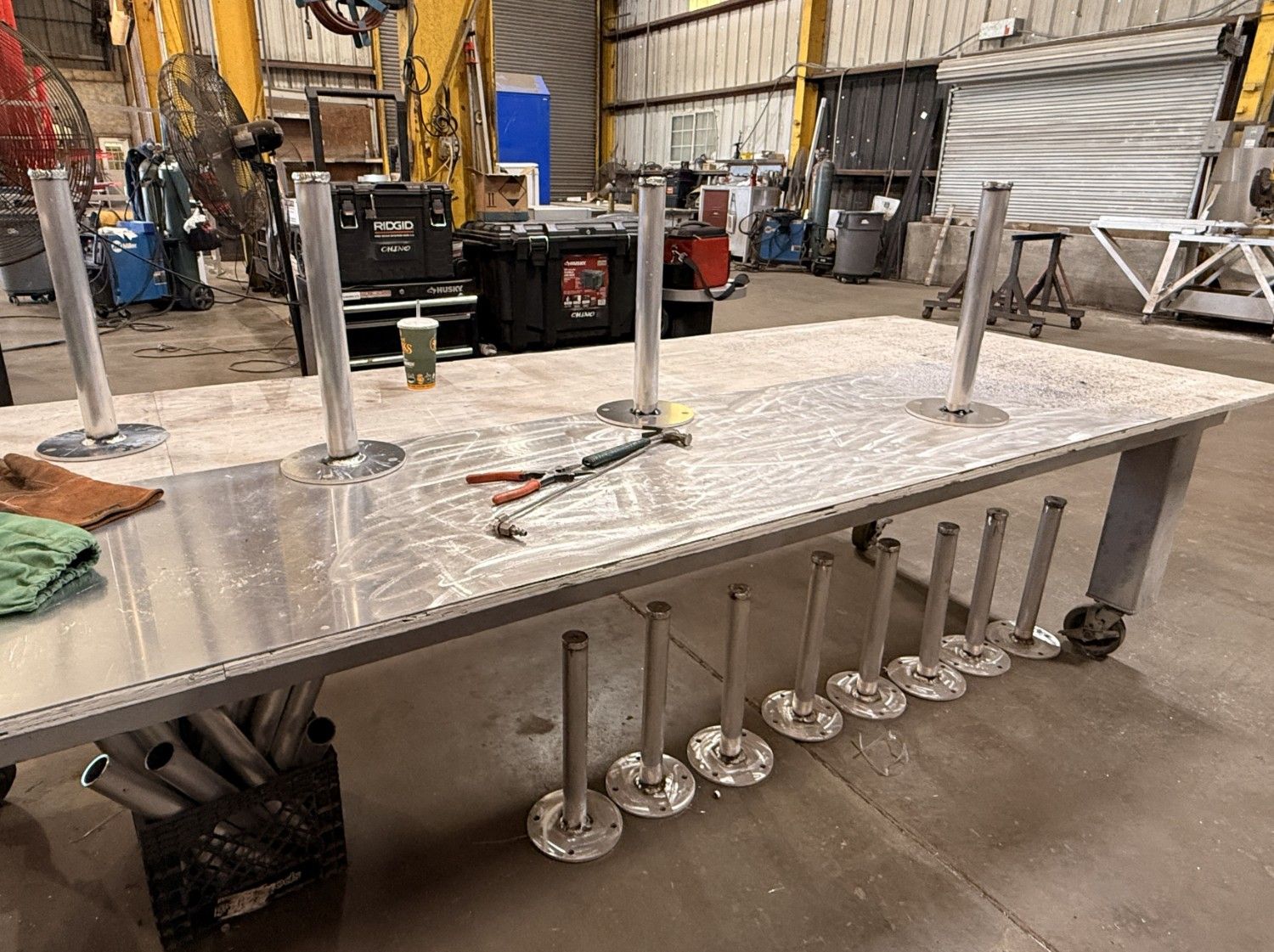 Finished galvanized legs ready for crating
